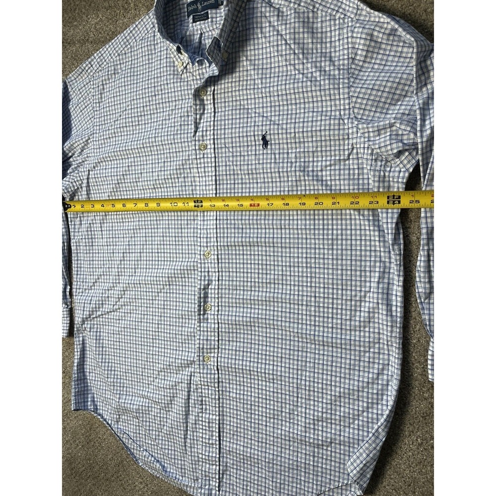 Polo Ralph Lauren Men's Button Up Shirt Yarmouth 16 32/33 Blue Plaid Long Sleeve - Picture 6 of 6